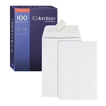Columbian Catalog Envelopes 6 x 9 Self-Seal (100 Pack) - Heavyweight 28 lb White Wove