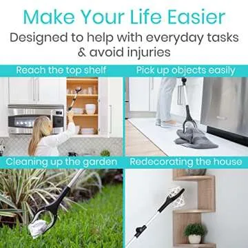 Vive 32" Grabber Reacher Tool - Foldable Pickup Stick with Rotating Jaw & Sensitive Trigger - Heavy Duty Mobility Grip Hand Aid - Extra Reach Extender Claw for Seniors, Elderly, Handicap