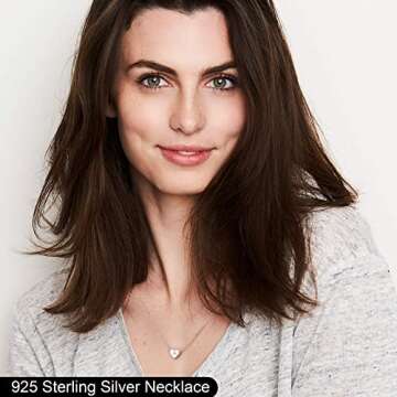 Memorjew 925 Sterling Silver Initial Necklace for Women, Dainty Hypoallergenic Sterling Silver Cubic Zirconia Initial Heart Necklace for Women Jewelry Gifts, Sterling Silver