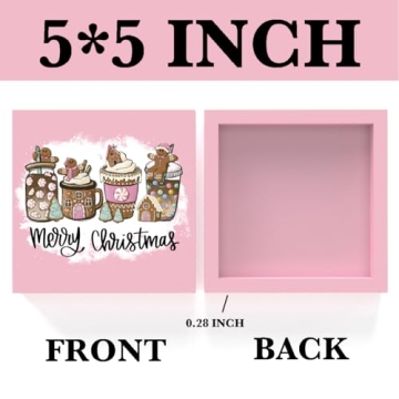 Krollma Pink Christmas Wooden Box Sign for Holiday Decor