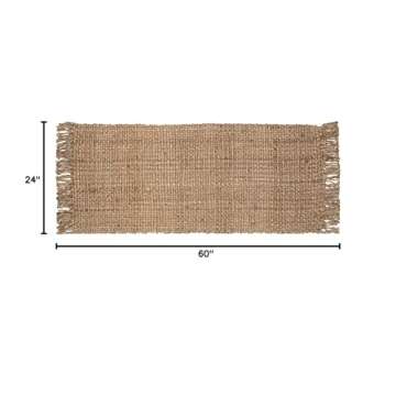 THE BEER VALLEY Hand Woven Jute Runner Rug, 2'x5' - Natural, Reversible Farmhouse Rugs for Hallway, ...
