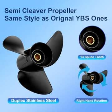 FYMP Polished Stainless Steel Boat Outboard Propeller for Yamaha 40-60HP