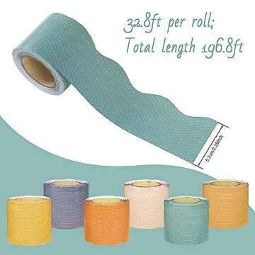 196.8 Ft Colorful Classroom Borders Boho Bulletin Board Trims Scalloped Bulletin Board Stickers Bull...