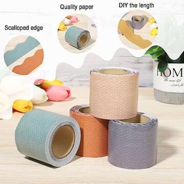 196.8 Ft Colorful Classroom Borders Boho Bulletin Board Trims Scalloped Bulletin Board Stickers Bulletin Board Decorations for Classroom Office Wall Chalkboard Decor (Vintage)