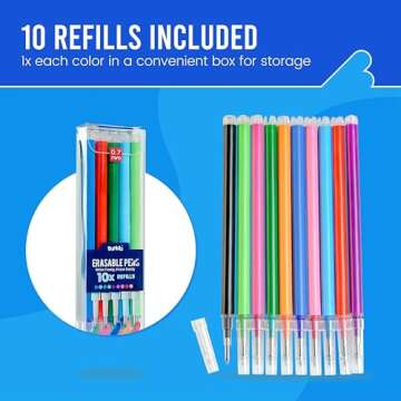 BUNMO Erasable Gel Pens - Multicolor Cute Pens - School Supplies for Girls - Erasable Pens for Smooth Writing & Drawing - Gifts for Teens - 10 Refills Included - 10 Pack