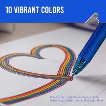 BUNMO Erasable Gel Pens - Multicolor Cute Pens - School Supplies for Girls - Erasable Pens for Smooth Writing & Drawing - Gifts for Teens - 10 Refills Included - 10 Pack