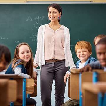 8 Pairs Teacher Earrings Acrylic Rainbow Pencil Book Drop Dangle Colorful Math Back To School Jewelry Appreciation Gifts