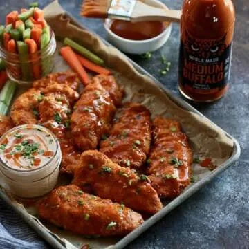 Noble Made Medium Buffalo Sauce, Zero Sugar Wing Sauce, Keto, Gluten Free, Vegan Dipping & Wing Sauce, Low Carb, Dairy Free, Paleo, Whole30, 16.5 Ounce (1 Count)