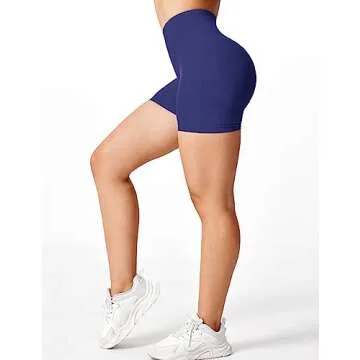 YEOREO Professional Women Workout Shorts 3.6" Scrunch Shorts Seamless High Waisted Contour Gym Yoga Biker Shorts Dark Blue