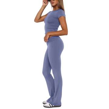 REORIA Women's 2 Piece Lounge Set - Chic and Comfortable Flare Pants Set