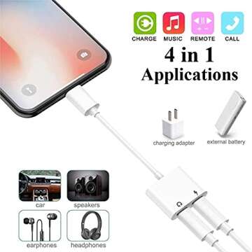 [Apple MFi Certified] 2Pack iPhone Splitter Adapter,2 in 1 Dual Lightning Headphone Splitter Charger...