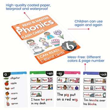 Phonics Flash Cards, 67 Pcs Sight Words Flash Cards Kindergarten, Phonics Games for Kids Age 4-8, Le...