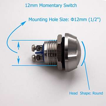 URTONE UR123 Momentary Push Button Switch - Stainless Steel