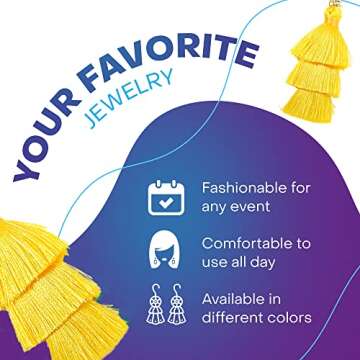 Rave Envy Yellow Tassel Earrings for Women - Colorful Layered Tassle Bohemian Earrings