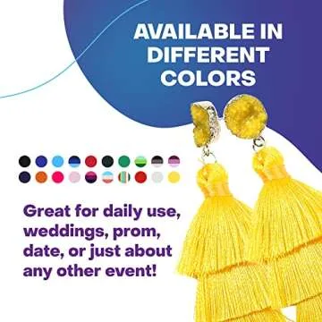 Rave Envy Yellow Tassel Earrings for Women - Colorful Layered Tassle Bohemian Earrings