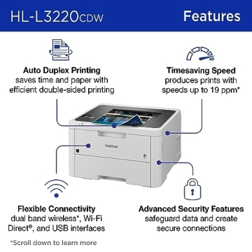 Brother HL-L3220CDW Wireless Color Laser Printer Fast Printing
