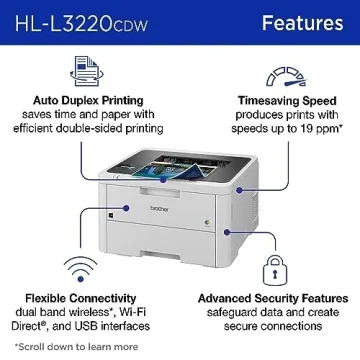 Brother HL-L3220CDW Wireless Color Laser Printer Fast Printing
