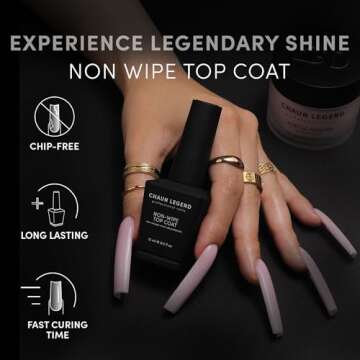 CHAUN LEGEND NON-WIPE Top Coat | Intense Shine, Long-Lasting Non-Wipe Formula | Brilliant High-Gloss...