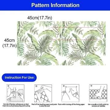 BaoHArtHome Tropical Olive Light Green Palm Tree Leaf Wallpaper Peel and Stick Wallpaper Greenery Jungle Contact Paper Leaves Watercolor Bathroom Living Room 17.7in x 6.6ft