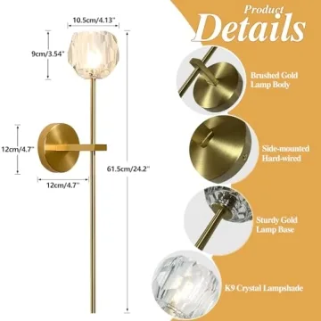 Stylish BOKT Gold Crystal Wall Sconce Set for Home Decor
