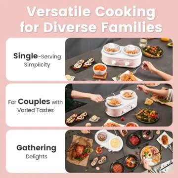 KOOC Double Small Slow Cooker, Buffet Server and Warmer, 2 Mini Pots with 3 Individual Adjustable Te...