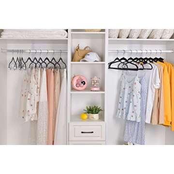 Quality Hangers 160 Pack Slim Plastic Hangers for Clothes - Heavy Duty Non-Velvet Hangers with 360°...