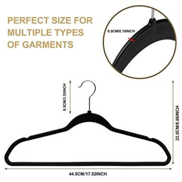 Quality Hangers 160 Pack Slim Plastic Hangers for Clothes - Heavy Duty Non-Velvet Hangers with 360° Swivel Chrome Hook & Non Slip Notches - Ideal for Dresses Coats Shirts Jackets & More - Black