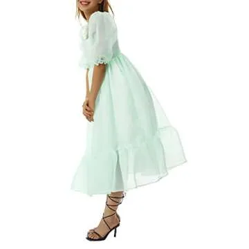 Women Cute Puffy Dress Lantern Bell Sleeve Ruffle Dress Princess Bubble Dress Valentine Day Prom Flowy Dresses Gift