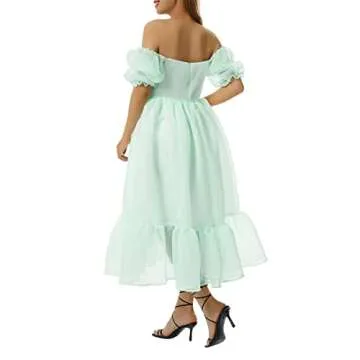 Women Cute Puffy Dress Lantern Bell Sleeve Ruffle Dress Princess Bubble Dress Valentine Day Prom Flowy Dresses Gift