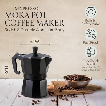 Mixpresso Lightweight Aluminum Moka Coffee Maker