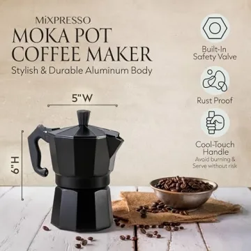 Mixpresso Lightweight Aluminum Moka Coffee Maker