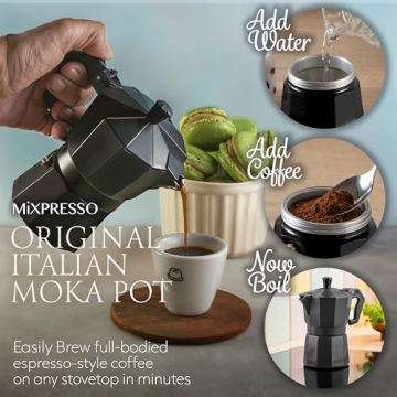 Mixpresso Lightweight Aluminum Moka Coffee Maker