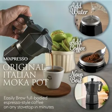 Mixpresso Lightweight Aluminum Moka Coffee Maker