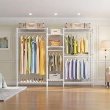 VIPEK V6 Wire Garment Rack 5 Tiers Heavy Duty Clothes Rack for Hanging Clothes, Wardrobe Rack Compact Large Metal Clothing Rack Freestanding Closet Storage Rack, Max Load 850LBS, White