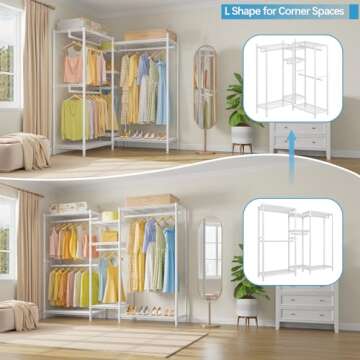 VIPEK V6 Wire Garment Rack 5 Tiers Heavy Duty Clothes Rack for Hanging Clothes, Wardrobe Rack Compact Large Metal Clothing Rack Freestanding Closet Storage Rack, Max Load 850LBS, White