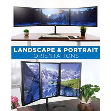Mount-It! Triple Monitor Stand | 3 Monitor Stand Fits 19 20 21 22 23 24 Inch Computer Screens | Free...