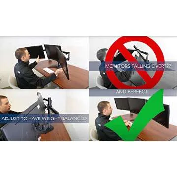 Mount-It! Triple Monitor Stand | 3 Monitor Stand Fits 19 20 21 22 23 24 Inch Computer Screens | Free Standing Base | Three Heavy Duty Full Motion Adjustable Arms | VESA Compatible