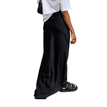 Elegant Satin Silky High Waist Maxi Skirt for Women