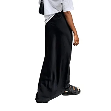 Elegant Satin Silky High Waist Maxi Skirt for Women
