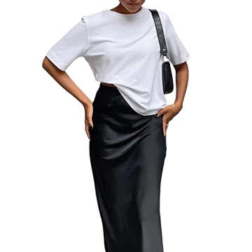 Elegant Satin Silky High Waist Maxi Skirt for Women