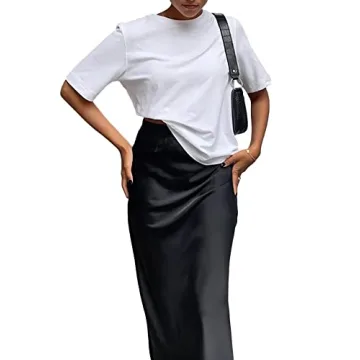 Elegant Satin Silky High Waist Maxi Skirt for Women