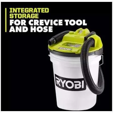 RYOBI ONE+ 18V Cordless 5 Gal. Bucket Top Wet/Dry Vacuum (Tool Only) with 1/4 in. Hose and Crevice T...