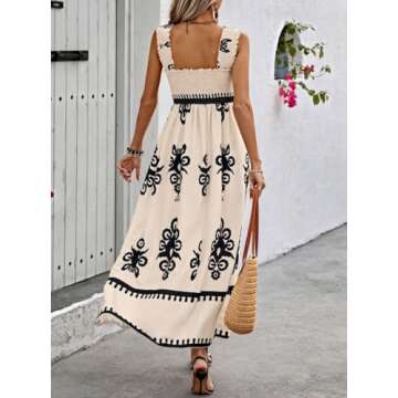 Chouyatou Retro Bohemian Maxi Dress - Floral Spaghetti Strap