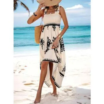 Chouyatou Retro Bohemian Maxi Dress - Floral Spaghetti Strap