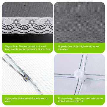 8 Pack 2 Size Mesh Food Covers for outside, 2 Jumbo and 6 Large Cake Cover Net for Indoor/Outdoor, P...