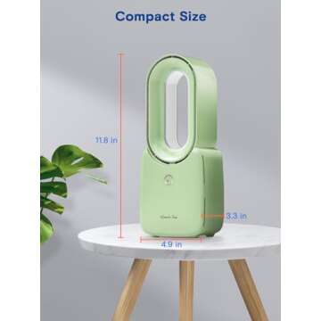 let'me Desk Fan, 11.8 Inch Portable Bladeless Fan Small Personal Cooling Fan with 5 Colors Touch Control LED Light, Quiet USB Table Fan for Home, Office, Bedroom Summer Gift