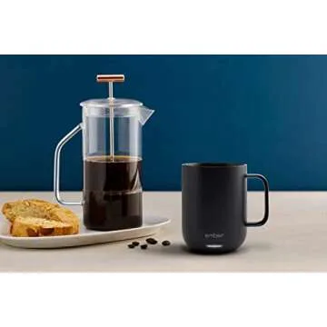 Amazon Renewed Ember Temperature Control Smart Mug 2, 10 oz, 1.5-hr Battery Life - App Controlled Heated Coffee Mug - Improved Design (Renewed) (10oz Black)