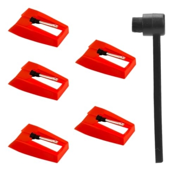 5pcs Diamond Record Player Needles with Cleaning Brush for Vinyl Lovers