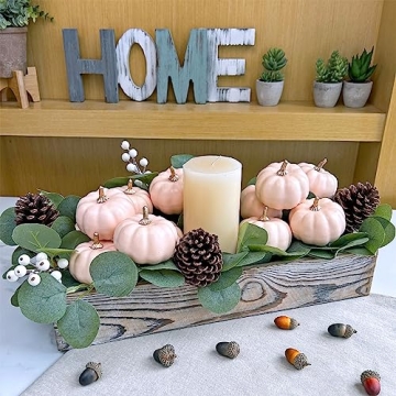 Blush Pink Artificial Pumpkins Set for Fall Decor