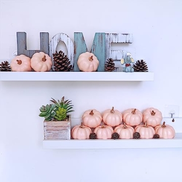 Blush Pink Artificial Pumpkins Set for Fall Decor